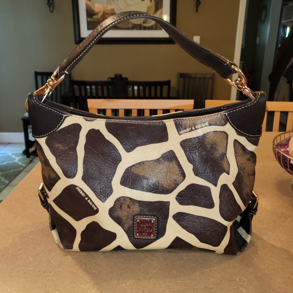 Dooney & Bourke Giraffe Print Brown Cream Shoulder Bag